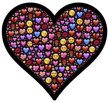 Emoji Heart Collage PNG Image