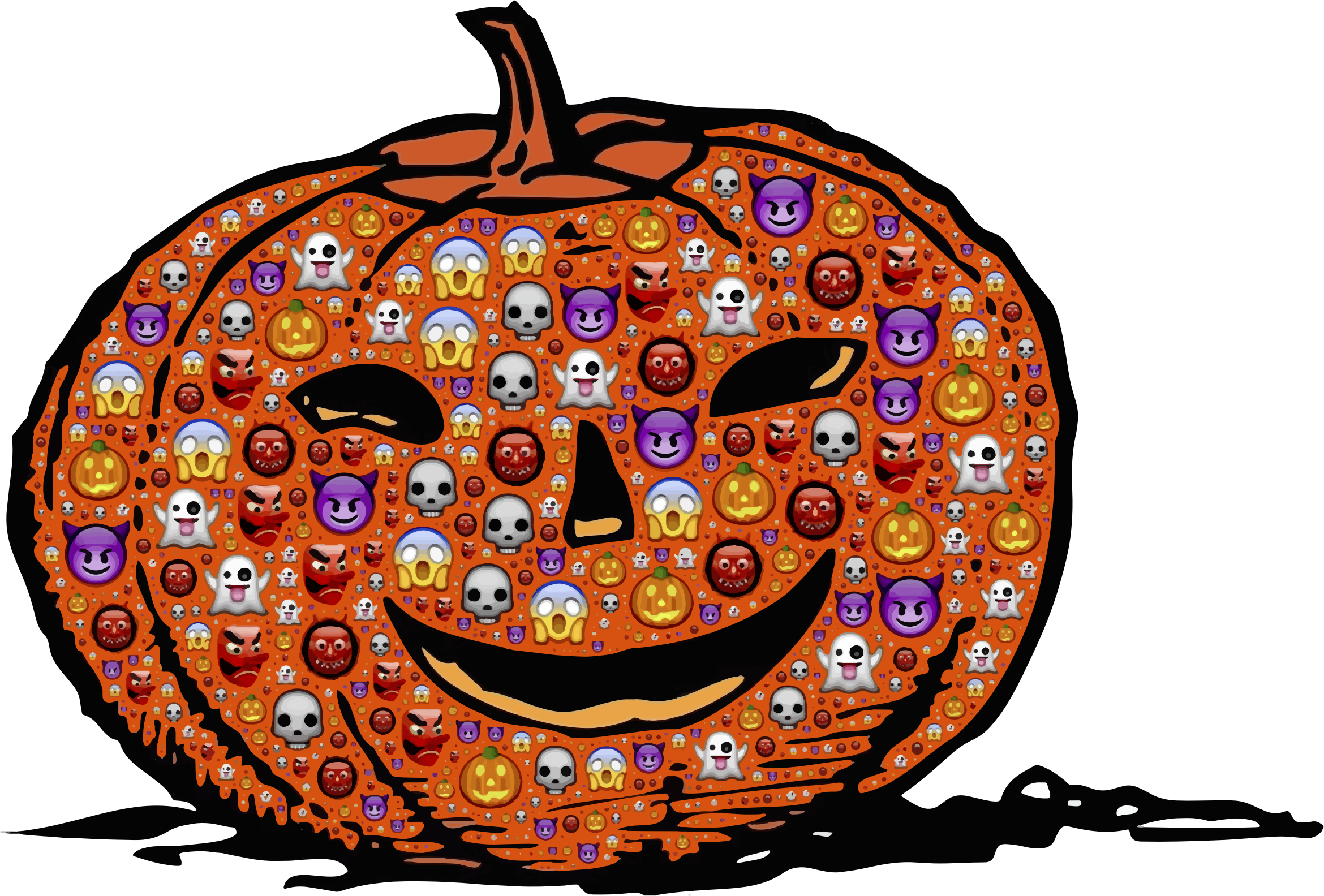 Emoji Patterned Halloween Pumpkin.png PNG Image