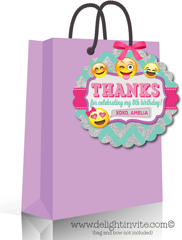 Emoji Thank You Gift Bag Design PNG Image