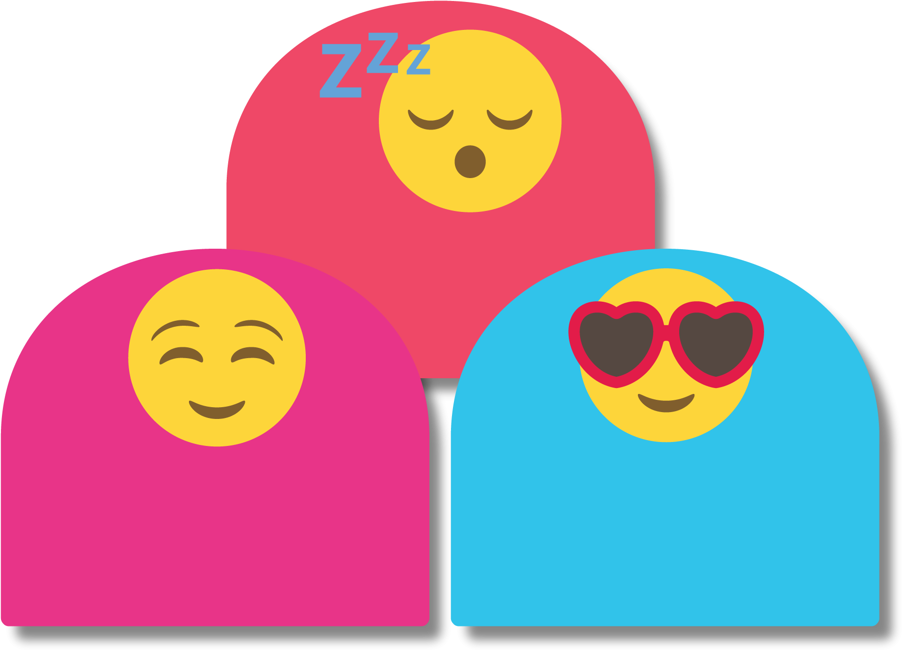 Emoji Trio Sleeping Smiling Sunglasses PNG Image