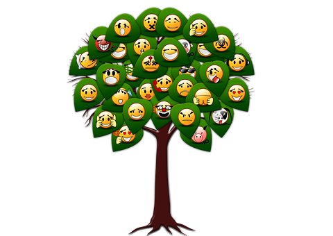 Emoticon Tree Artwork PNG Image