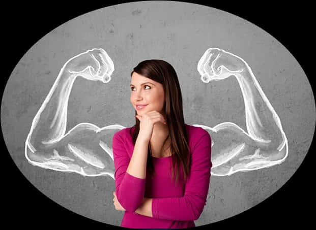 Empowered Woman Thinking About Strength PNG Image