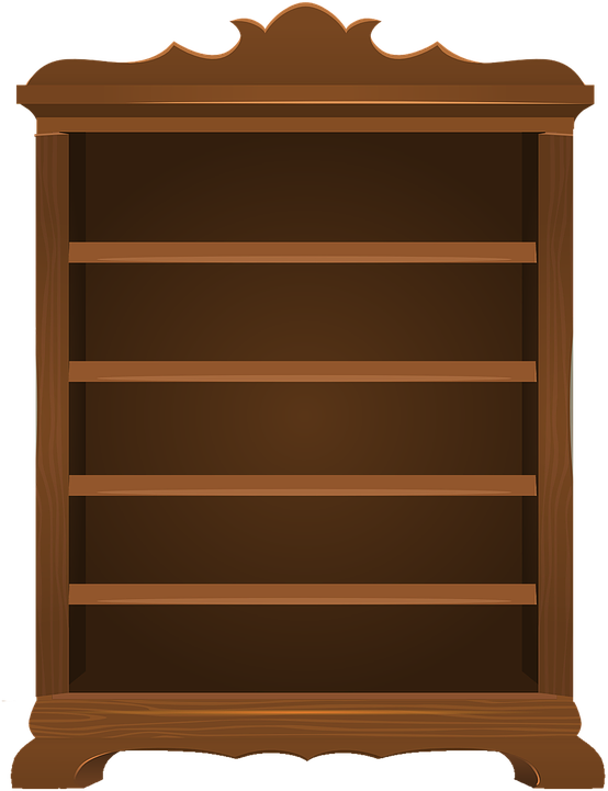 Empty Wooden Bookshelf Vector PNG Image