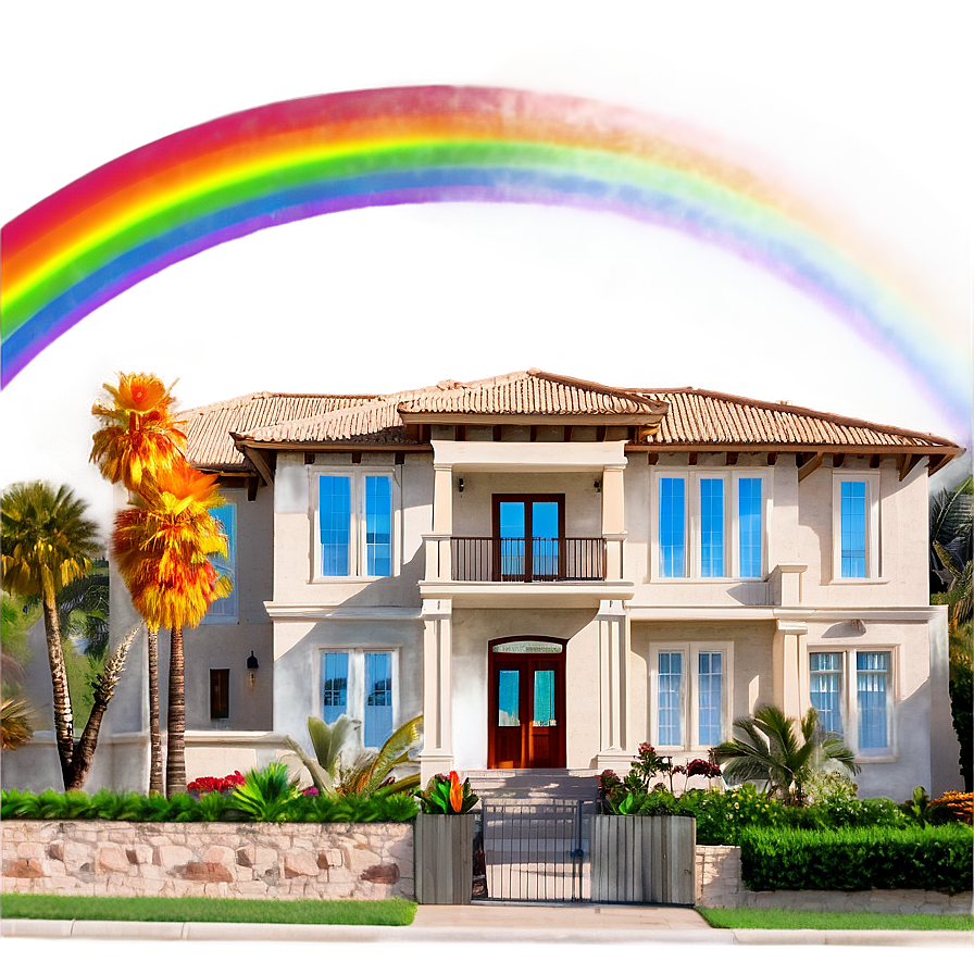 Encanto House With Rainbow Png Kvj61 PNG Image