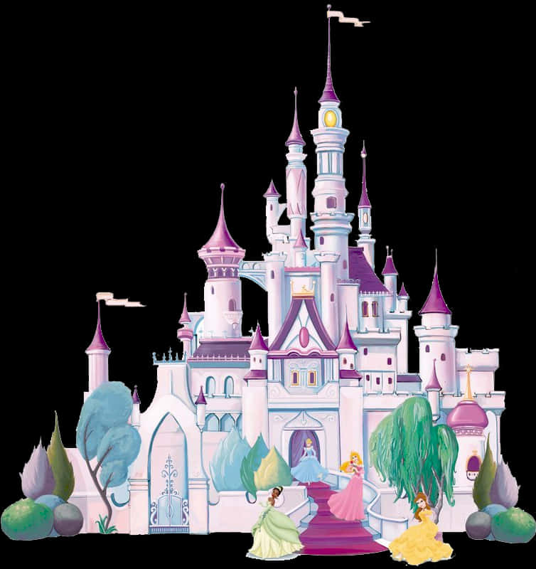 Enchanted Disney Castlewith Princesses PNG Image