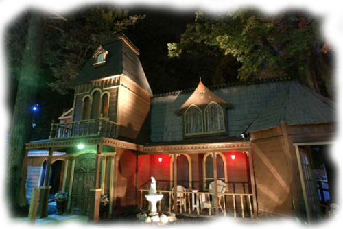 Enchanted Forest Mansion Night PNG Image