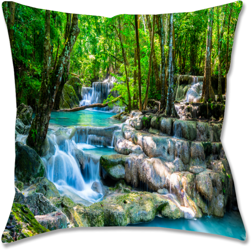 Enchanted Forest Waterfall Serenity PNG Image