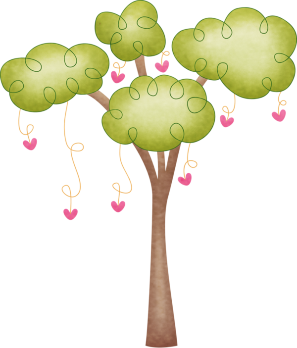 Enchanted Garden Heart Tree Illustration PNG Image