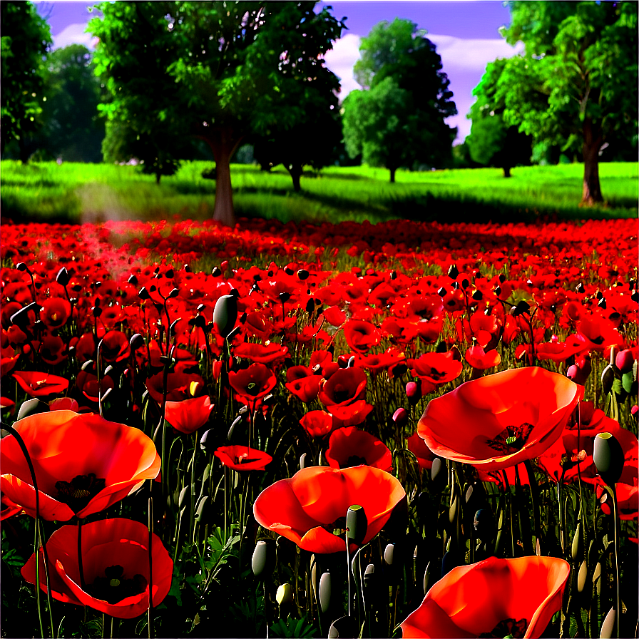 Enchanted Poppy Field Png Rof12 PNG Image