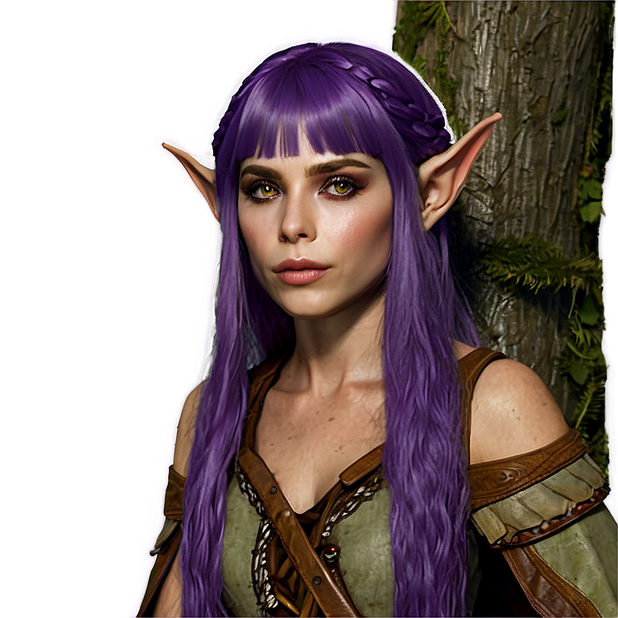 Enchanted Purple Hair Forest Elf Png Eth PNG Image