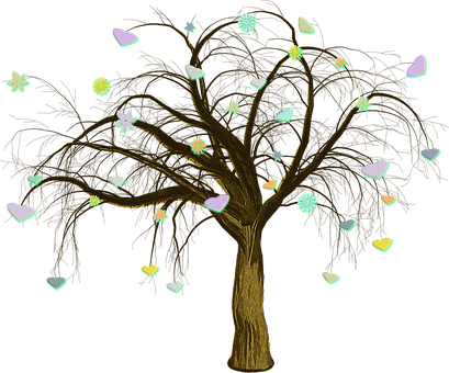 Enchanted Treewith Heartsand Flowers PNG Image