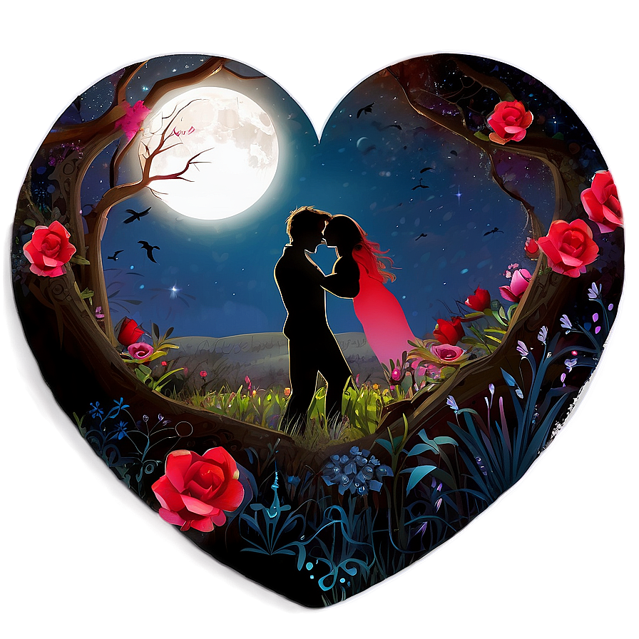 Enchanted Valentine's Day Moonlight Png Psy PNG Image