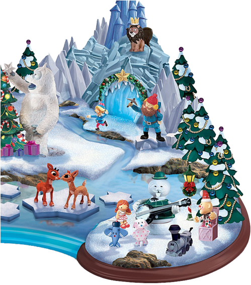 Enchanted Winter Village Scene PNG Image