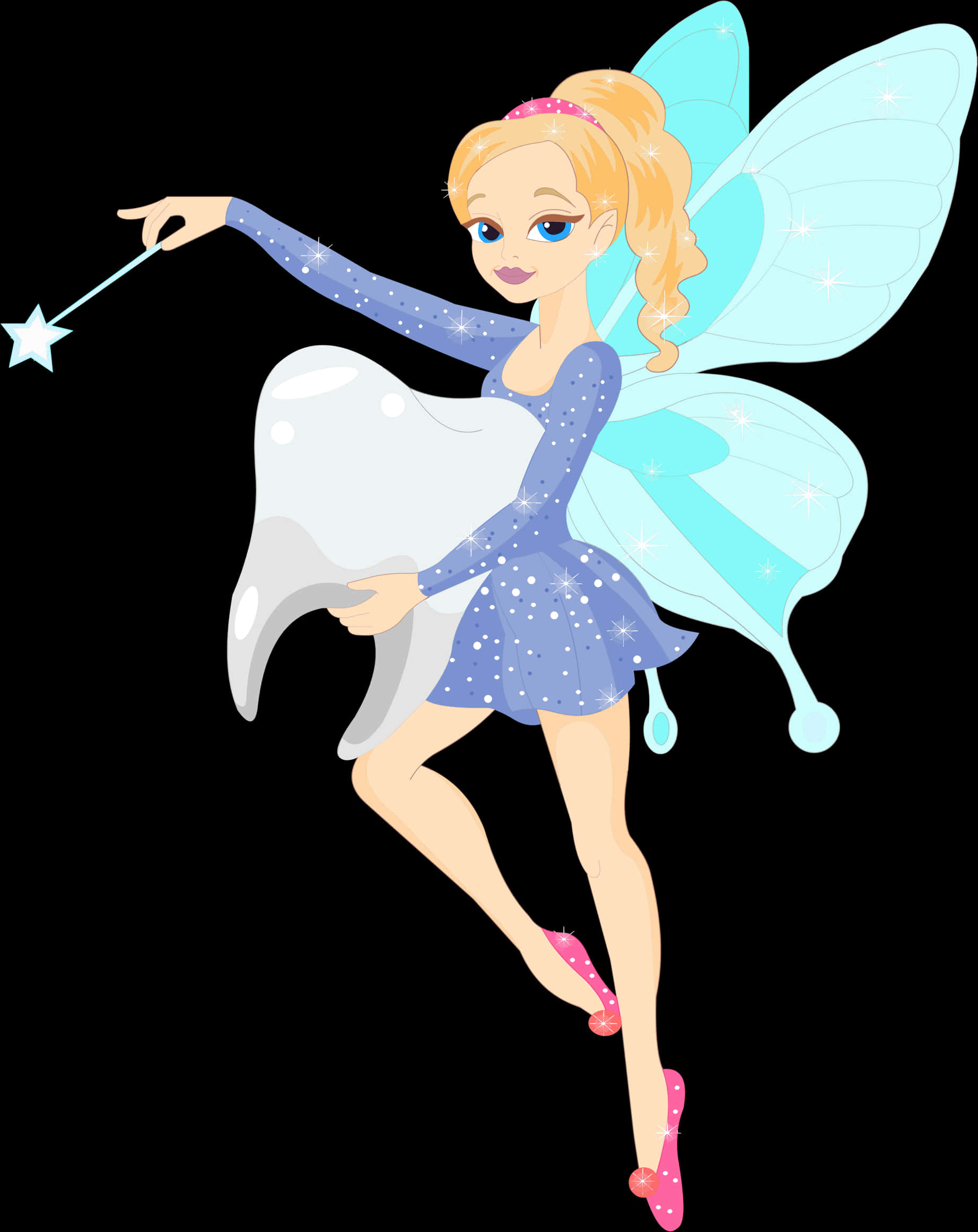 Enchanting Blue Fairywith Wand PNG Image