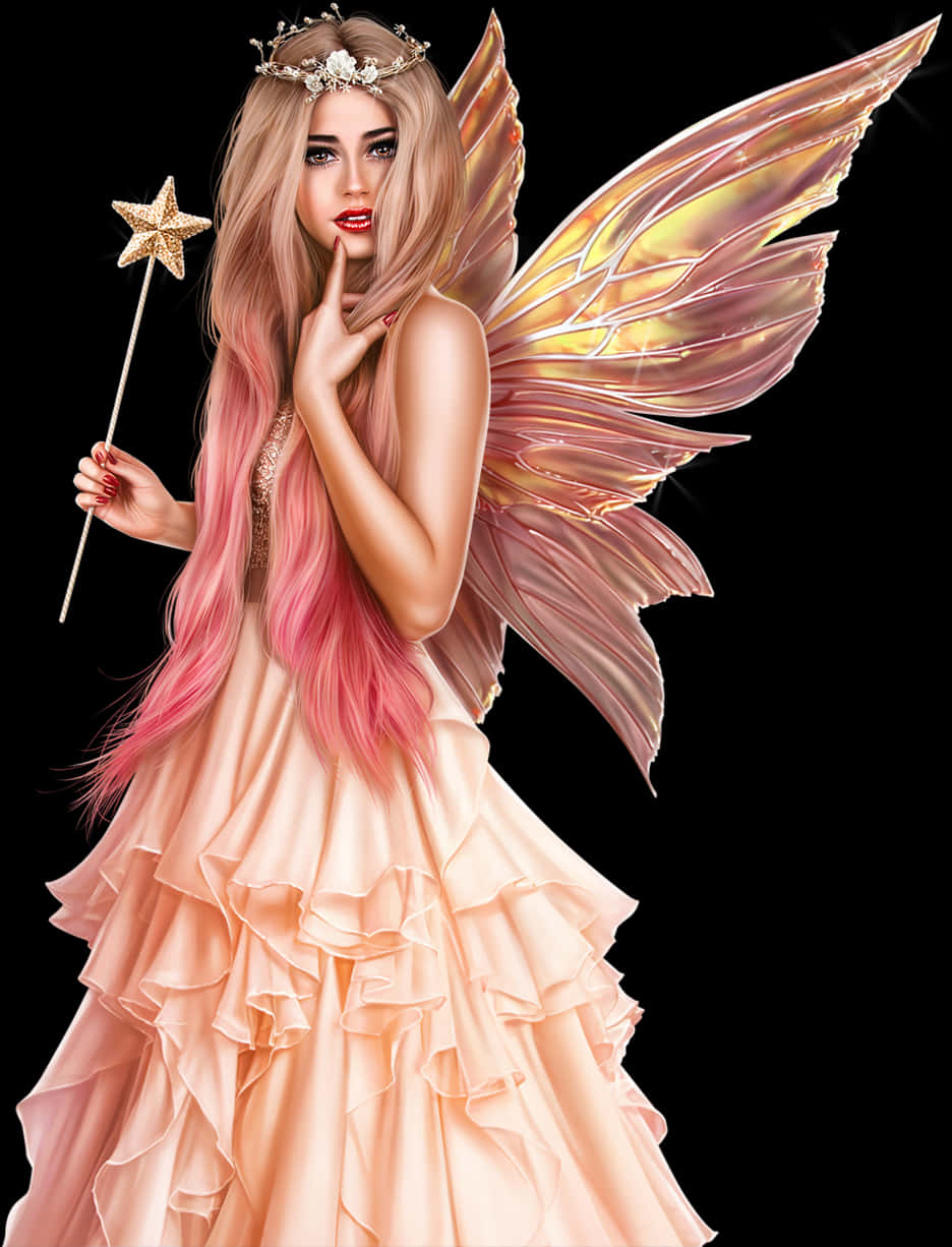 Enchanting Fairywith Magic Wand PNG Image