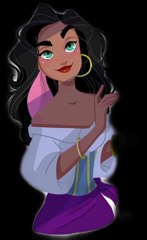 Enchanting Princess Esmeralda Illustration PNG Image