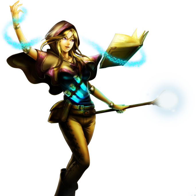 Enchanting Sorceress Casting Spell PNG Image