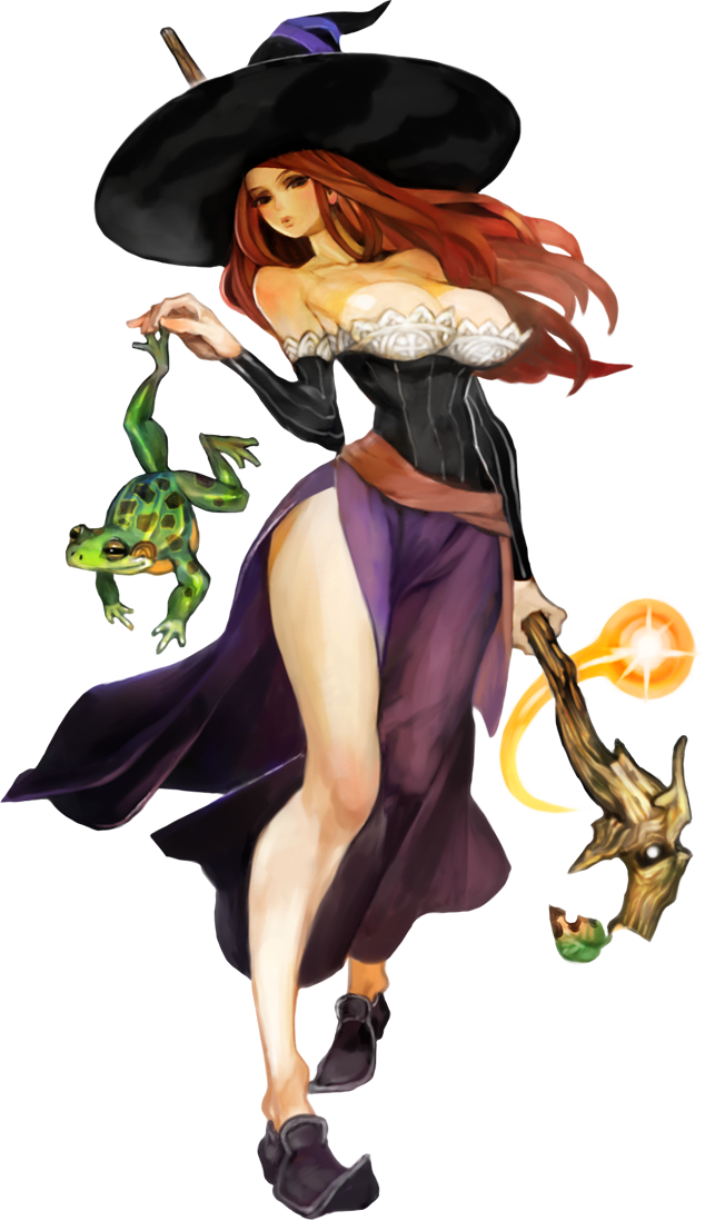 Enchanting Sorceresswith Frogand Staff.png PNG Image