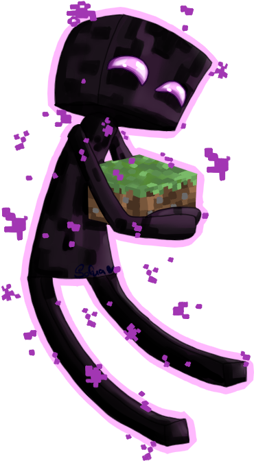 Enderman Holding Block PNG Image