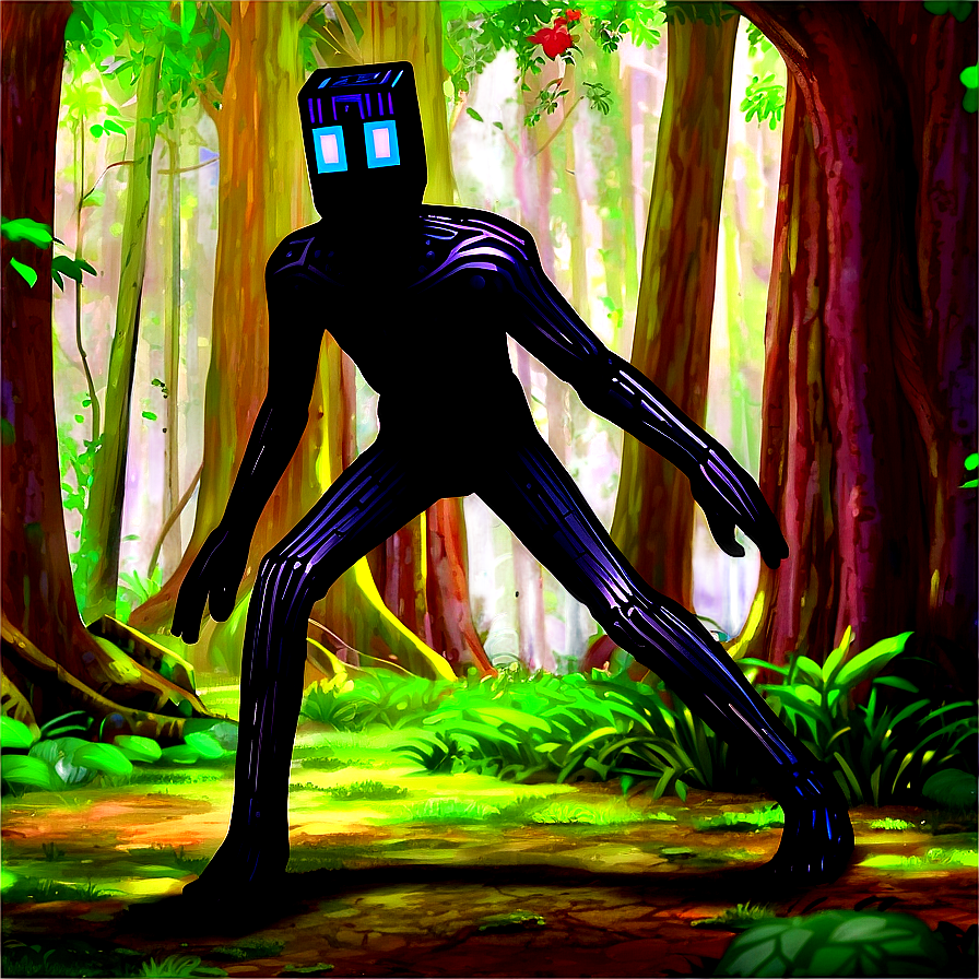 Enderman Teleporting In Forest Png Res3 PNG Image