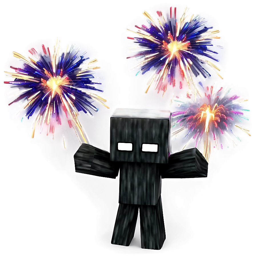 Enderman With Fireworks Background Png 55 PNG Image