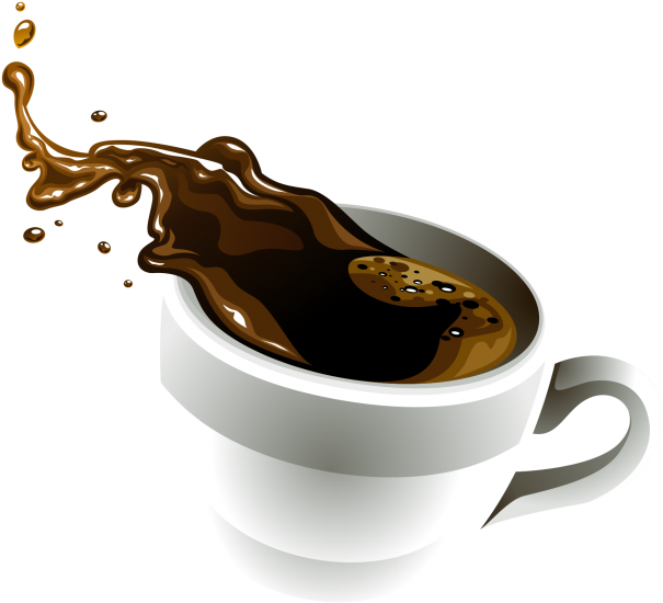 Energetic Morning Coffee Splash PNG Image