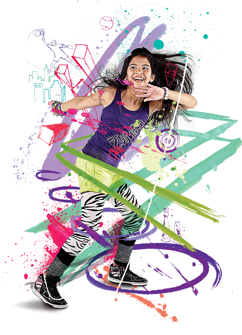 Energetic Zumba Dancer Artistic Backdrop PNG Image