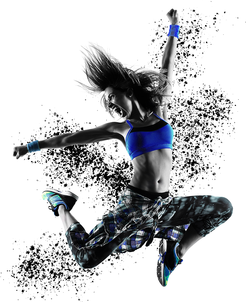 Energetic Zumba Dancer Jumping PNG Image