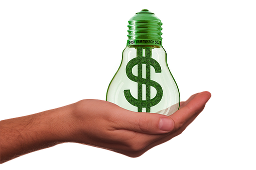 Energy Cost Concept Green Lightbulb PNG Image