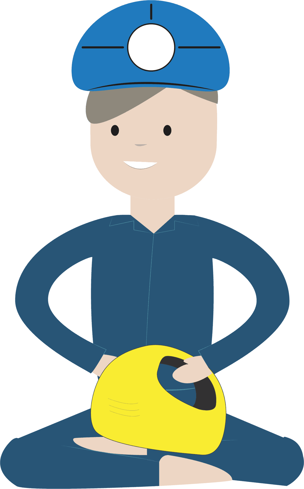 Engineer Cartoon Character Holding Helmet PNG Image