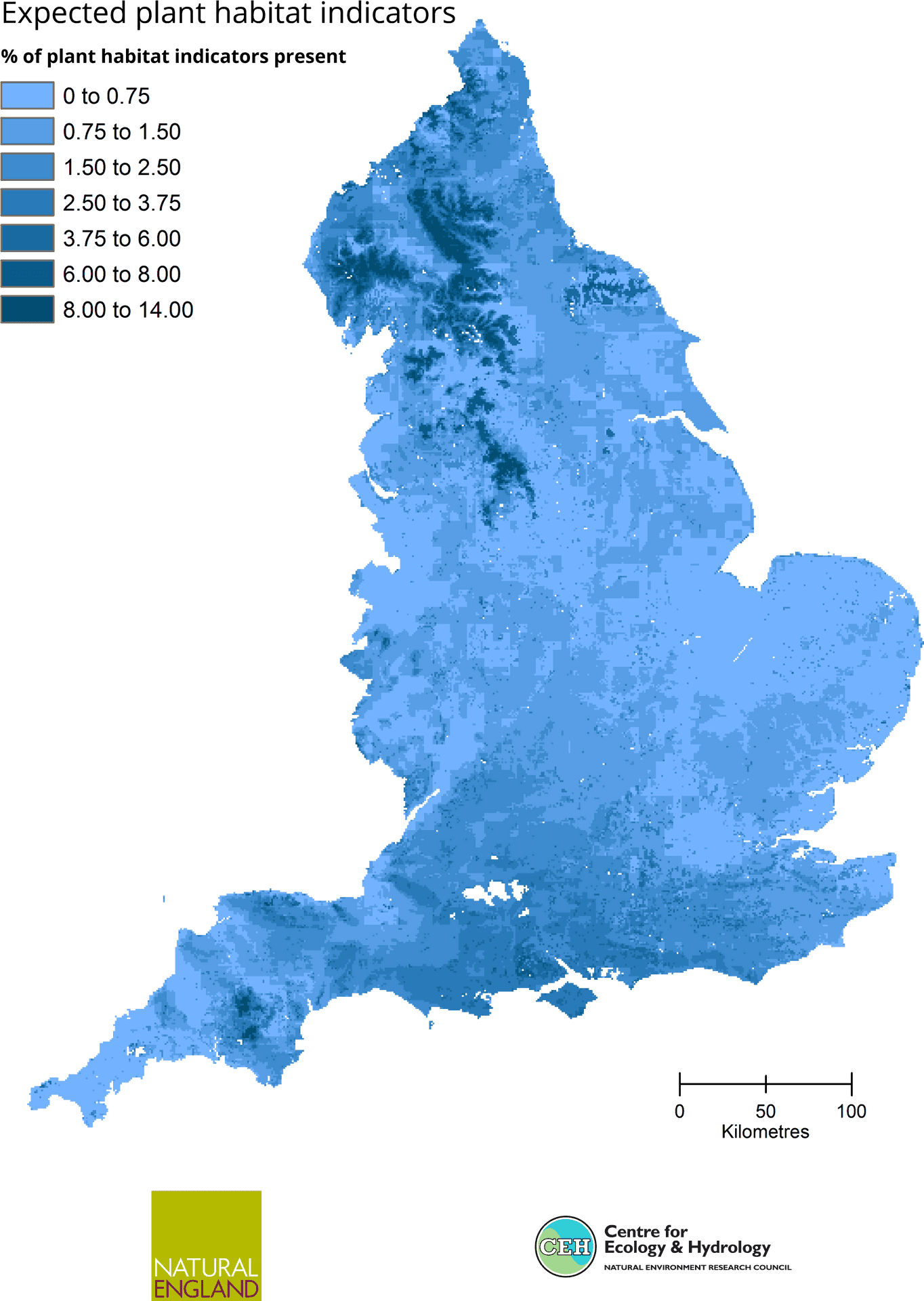 England Plant Habitat Indicators Map PNG Image