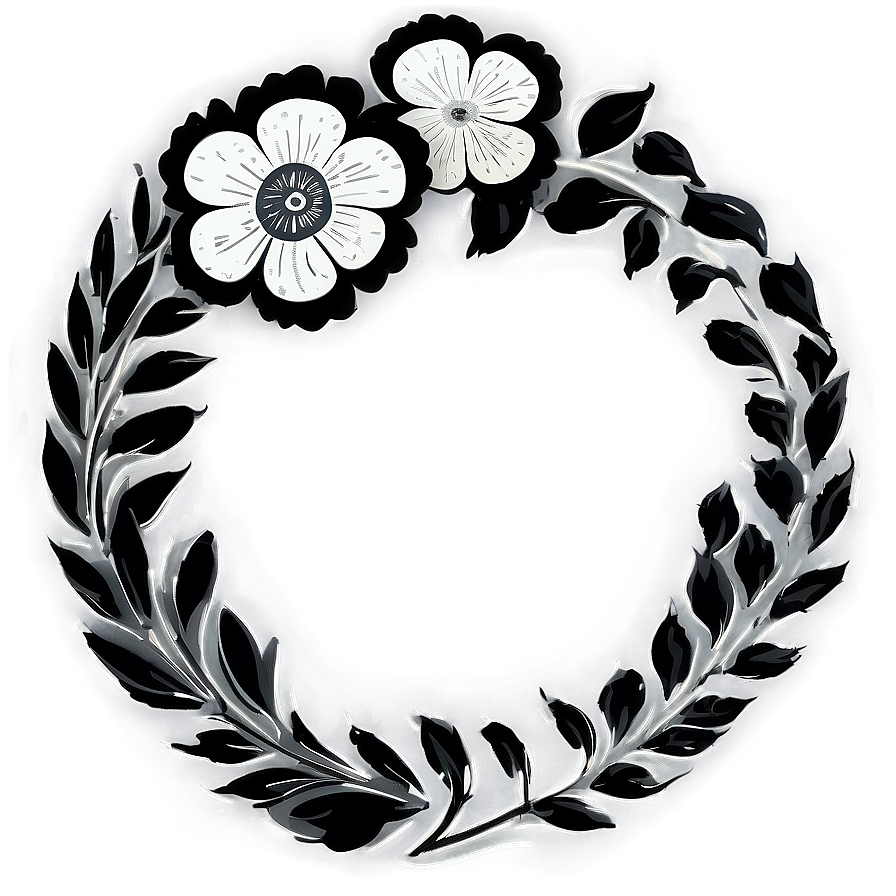 Engraved Black And White Flowers Png Blw92 PNG Image