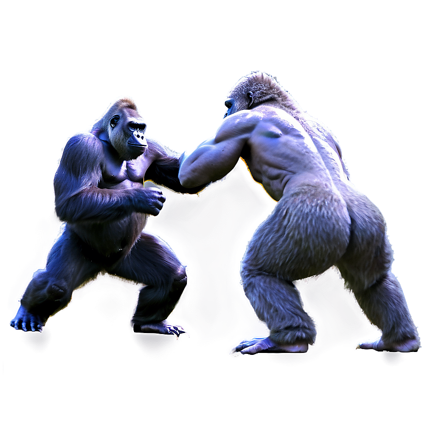 Epic Gorilla Battle Scene Png 3 PNG Image