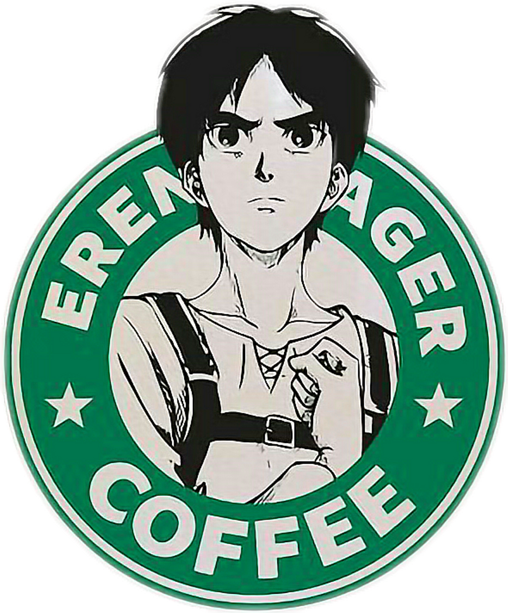 Eren Yeager Coffee Logo Parody PNG Image