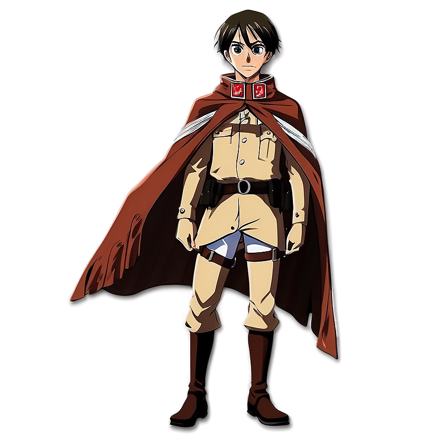 Eren Yeager With Scout Regiment Cape Png Bbl PNG Image