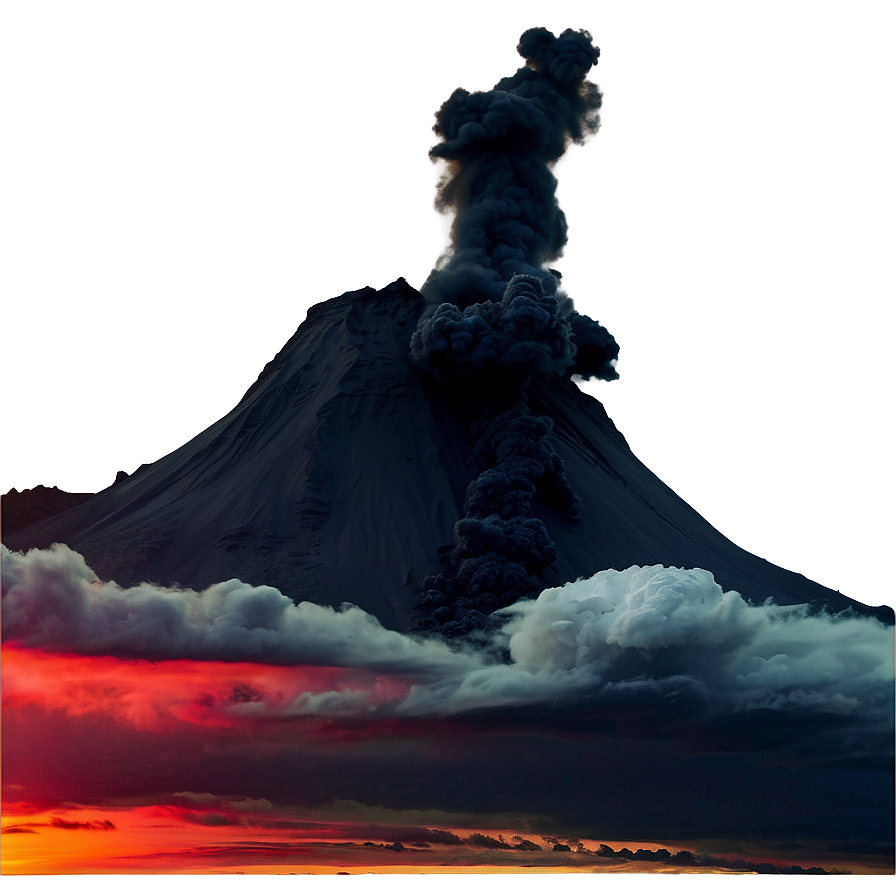 Erupting Volcano Red Sky Png 05232024 PNG Image