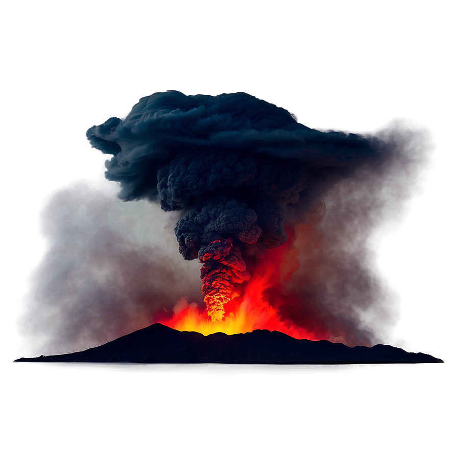 Erupting Volcano Red Sky Png Orh53 PNG Image