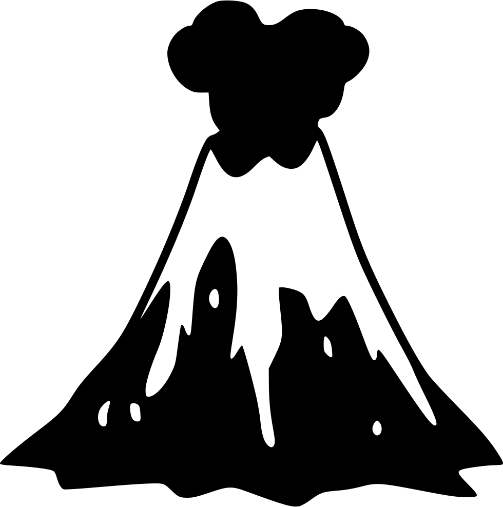 Erupting Volcano Silhouette PNG Image