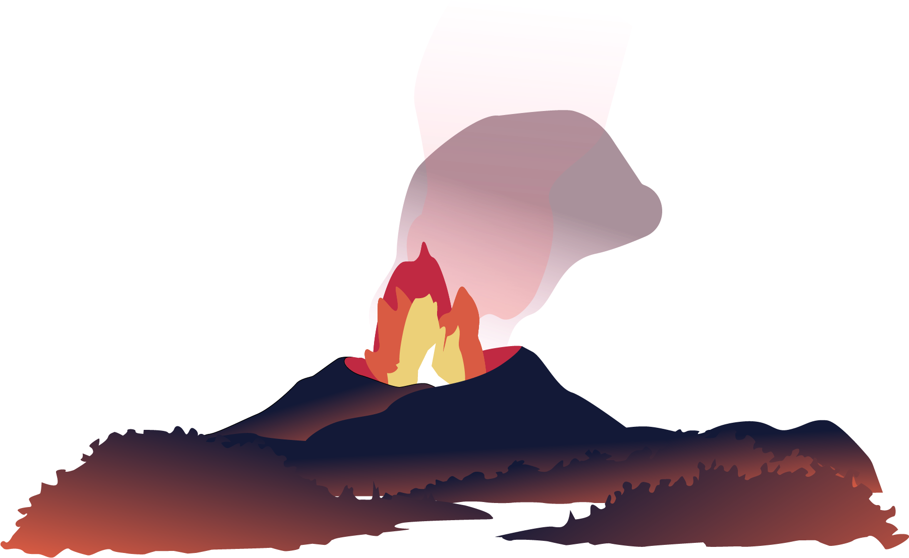 Erupting Volcano Vector Illustration PNG Image