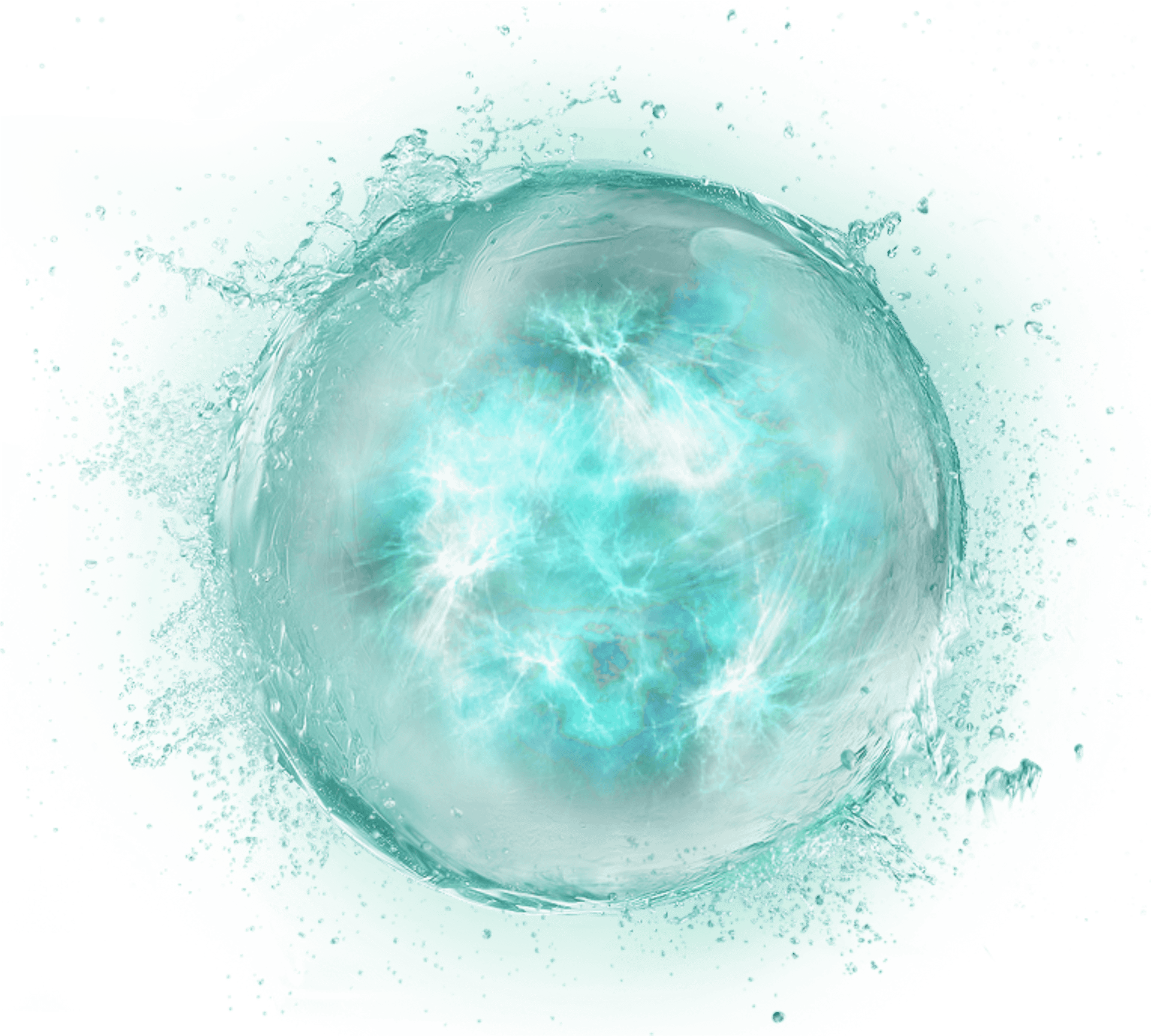 Ethereal Aqua Sphere Bubble PNG Image