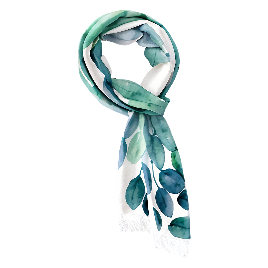 Eucalyptus Watercolor Scarf Design Png Rai PNG Image