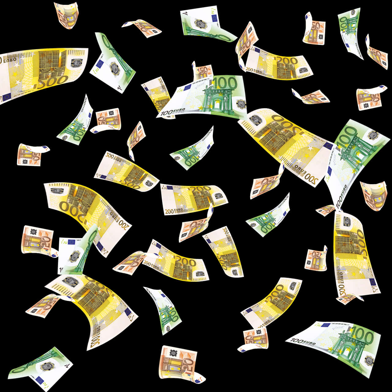 Euro Currency Rain PNG Image