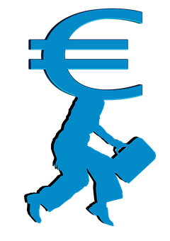 Euro Currency Running Silhouette PNG Image