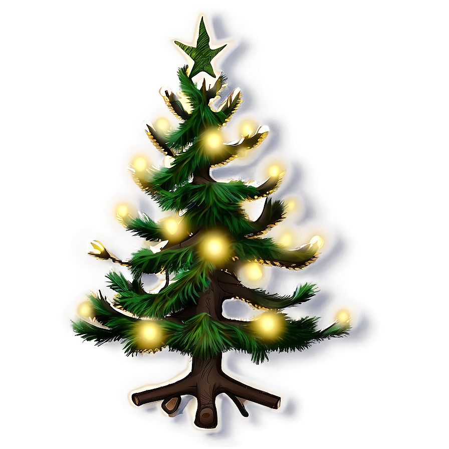 Evergreen Tree With Lights Png Yie PNG Image