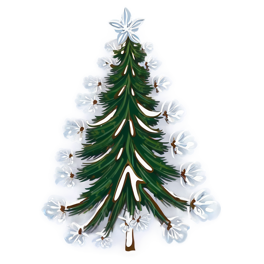 Evergreen Tree With Snowflakes Png 47 PNG Image