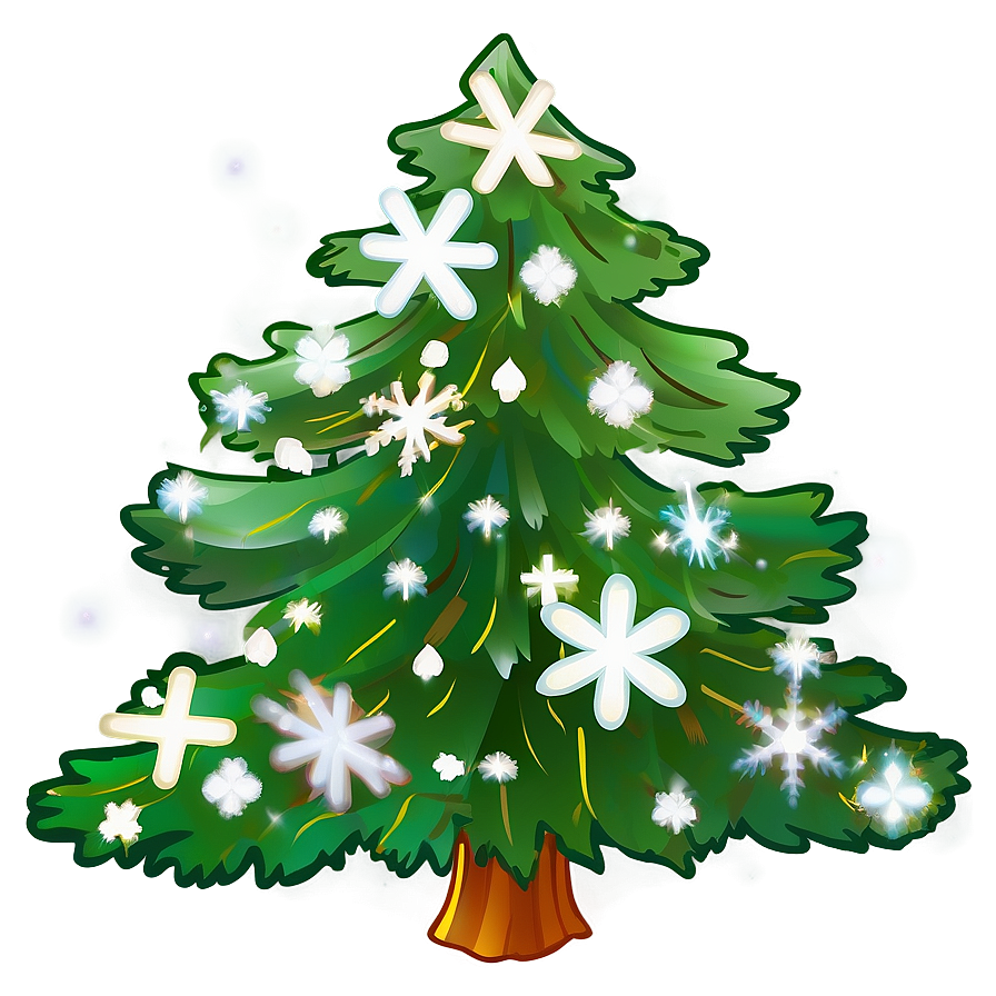 Evergreen Tree With Snowflakes Png Vsv7 PNG Image