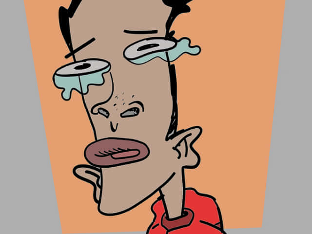 Exaggerated Crying Cartoon Character PNG Image