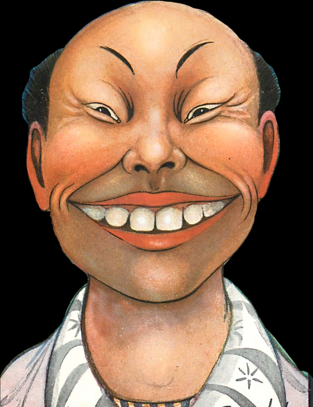 Exaggerated Smiling Caricature PNG Image