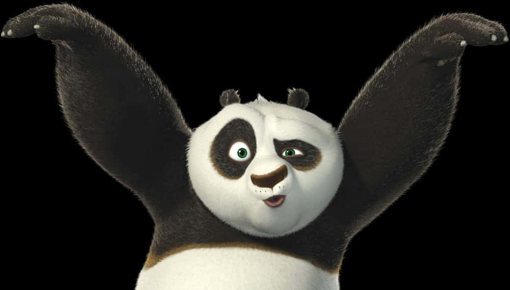 Excited Animated Panda PNG Image