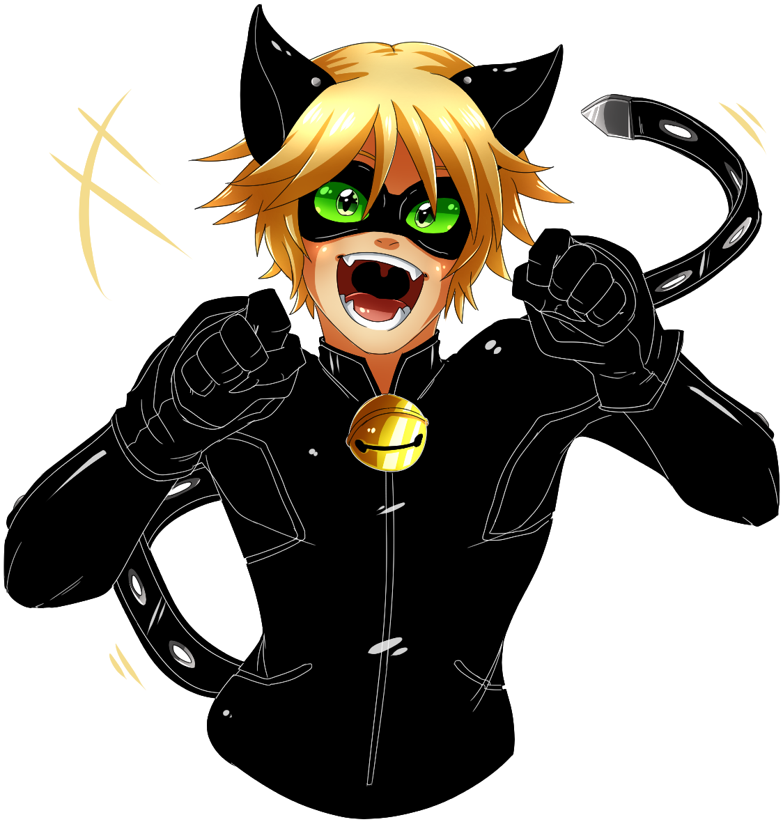 Excited Anime Character Cat Ears PNG Image